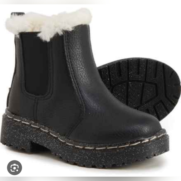 INCERELY JULES BLACK HEATHER GLITTER SOLE CHELSEA FUR BOOT TODDLER SIZE 8 - Picture 1 of 5